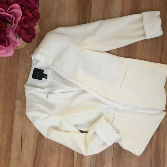 💥Forever 21 Open-Front No-Collar Blazer S White - Picture 3 of 8